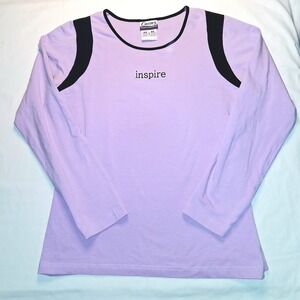 Curves Inspire Long Sleeve Top Athletic Activewear Lavender Black Women‎ M